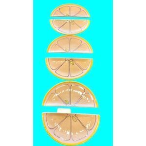 Vintage Ceramic Lemon Wedge Shaped Dish Set Italy Set of 6